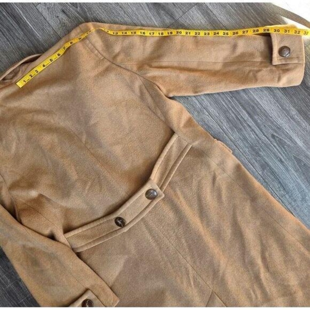Vtg 60s Camel Hair Double Breasted Womens L Coat Old Money - Picture 6 of 16